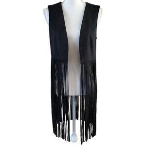 Express Size Medium Black Fringe Vest Festival Boho Western